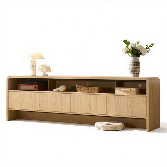 Flat Wood Curved TV Stand-OAK