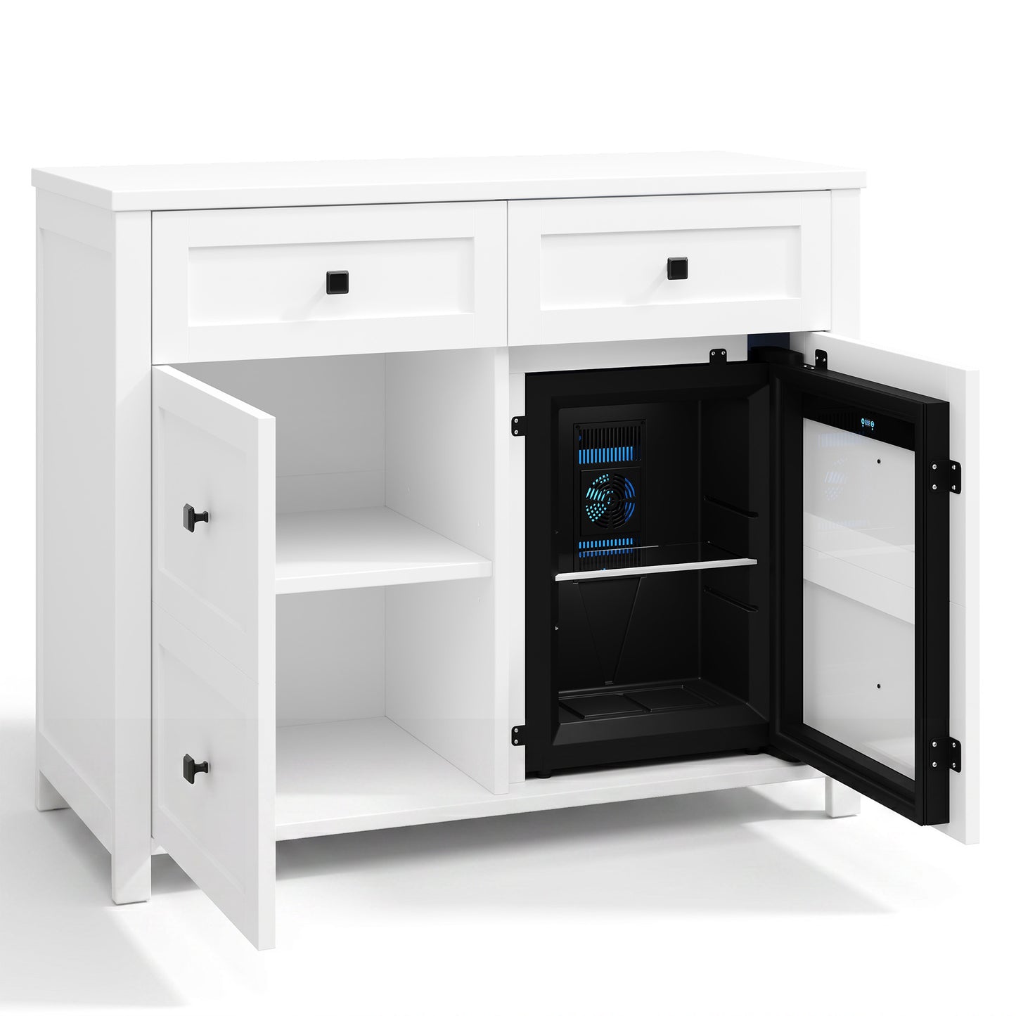 Faux 41" Dresser with Built-in Mini Fridge -White