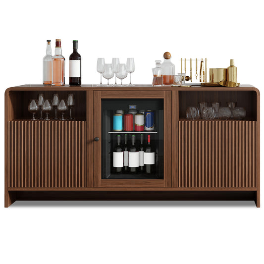 Mold Bar Cabinet with Built-In Fridge - walnut