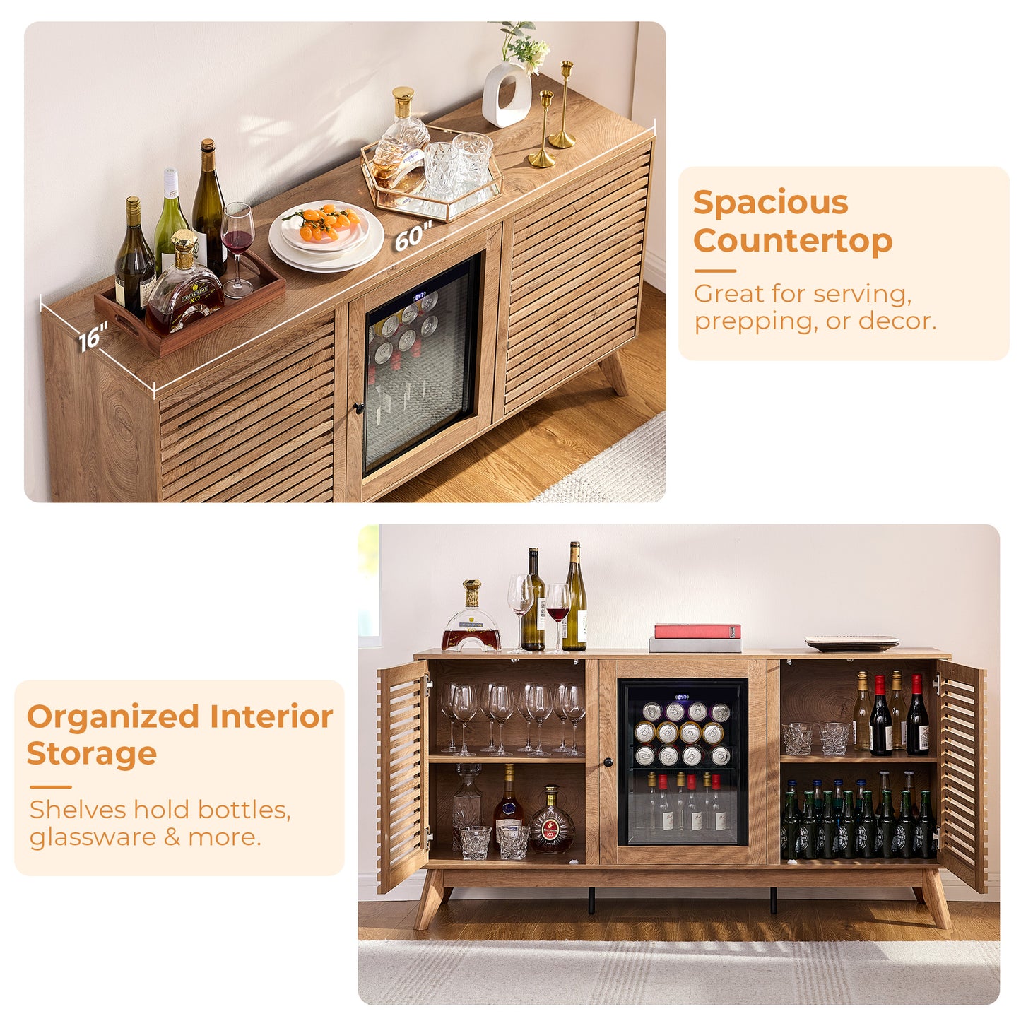 Grill Coffee Bar Cabinet - Brown