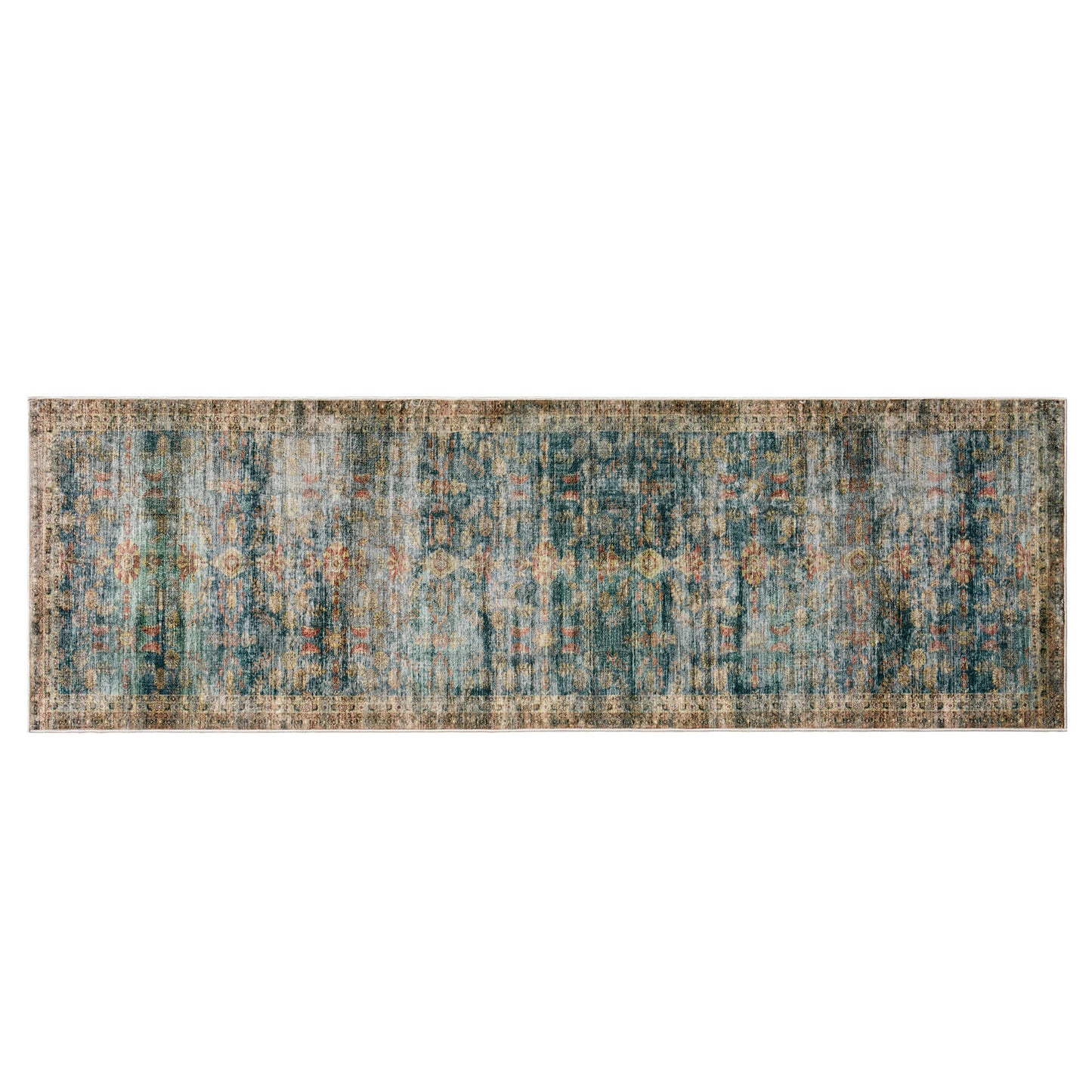 Machine Washable Vintage Area Rug - 3'8'Blue