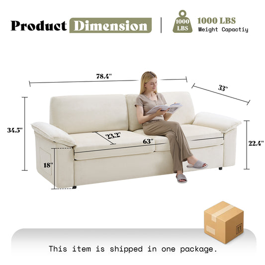 AMERLIFE 78in Loveseat Sofa, Cloud Couch for Living Room, Beige