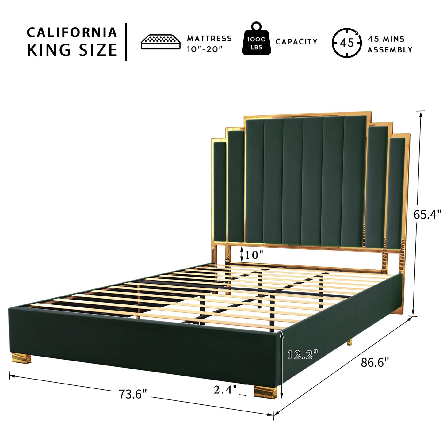 Majorelle California King Bed Frame - California King - Green