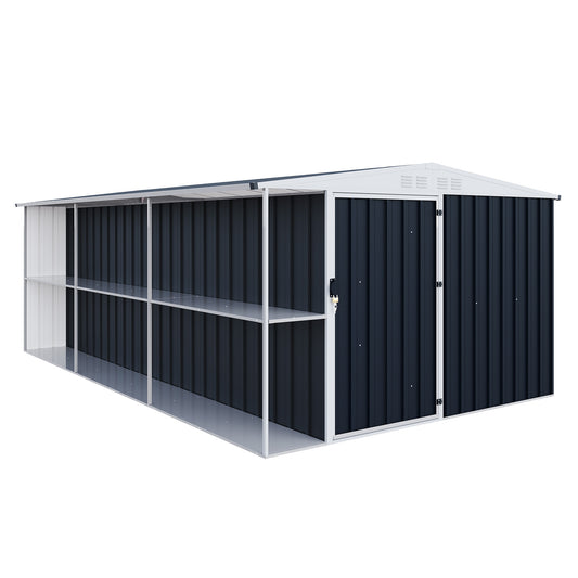 Logico Outdoor Metal Storage Shed with Built-In Firewood Rack-8x10FT