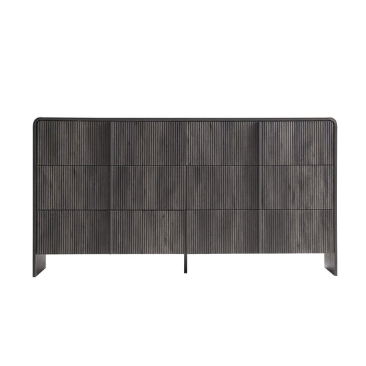 Garyon Fluted 6-Drawer Wide Dresser - Black