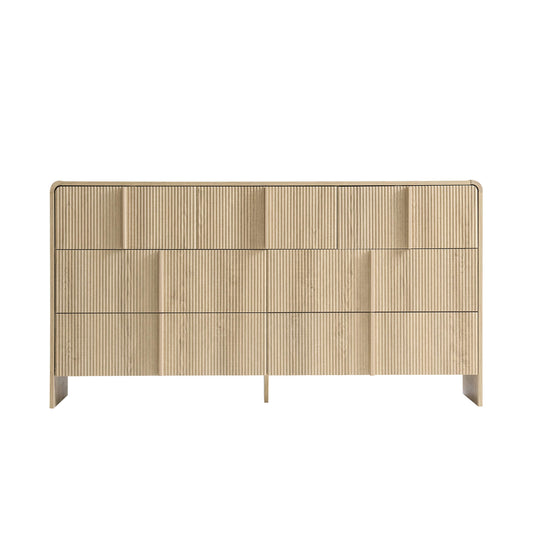 Garyon Fluted 7-Drawer Wide Dresser-Natural Oak