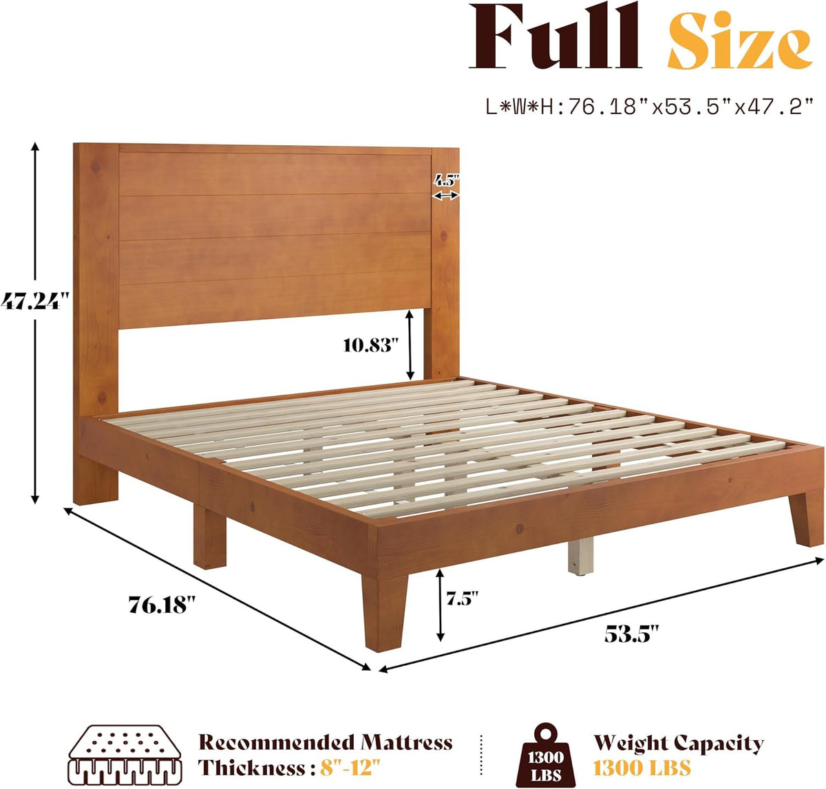 Fremont Wood Platform Bed-Full-Brown