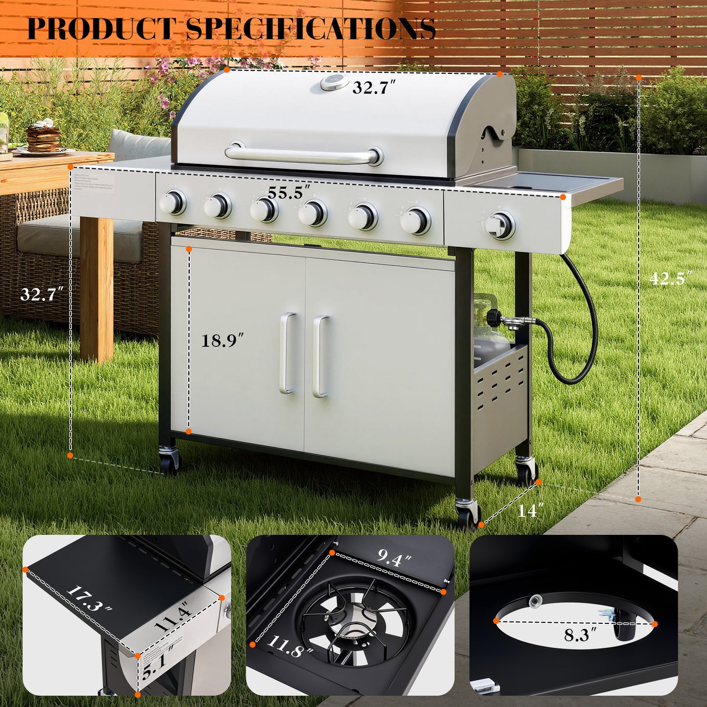 6-Burner Propane Grill Cart
