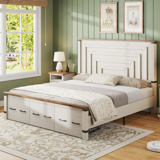 Quin Farmhouse Bedroom Set Amerlife White / King