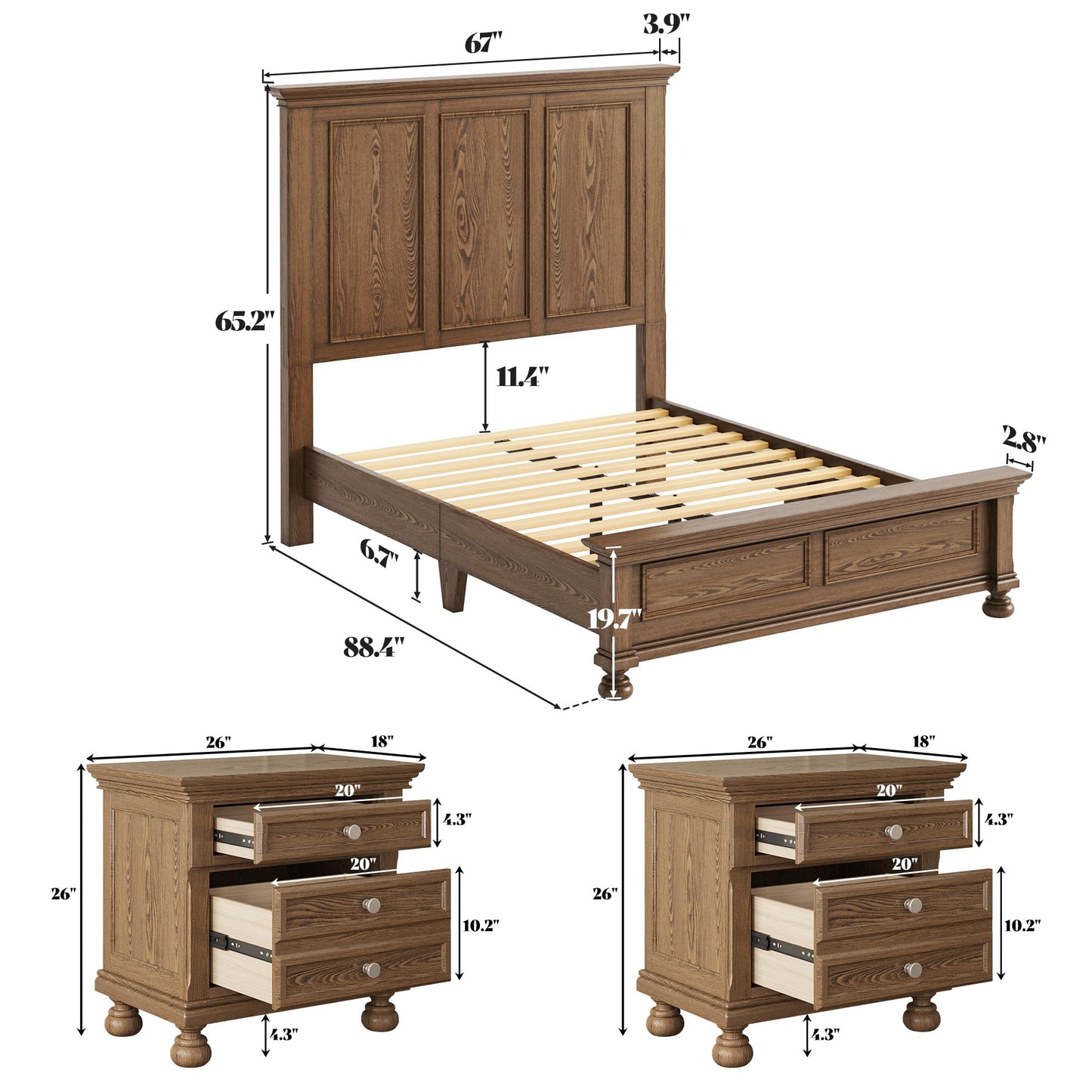Bobbin Solid Wood Bedroom Set Amerlife
