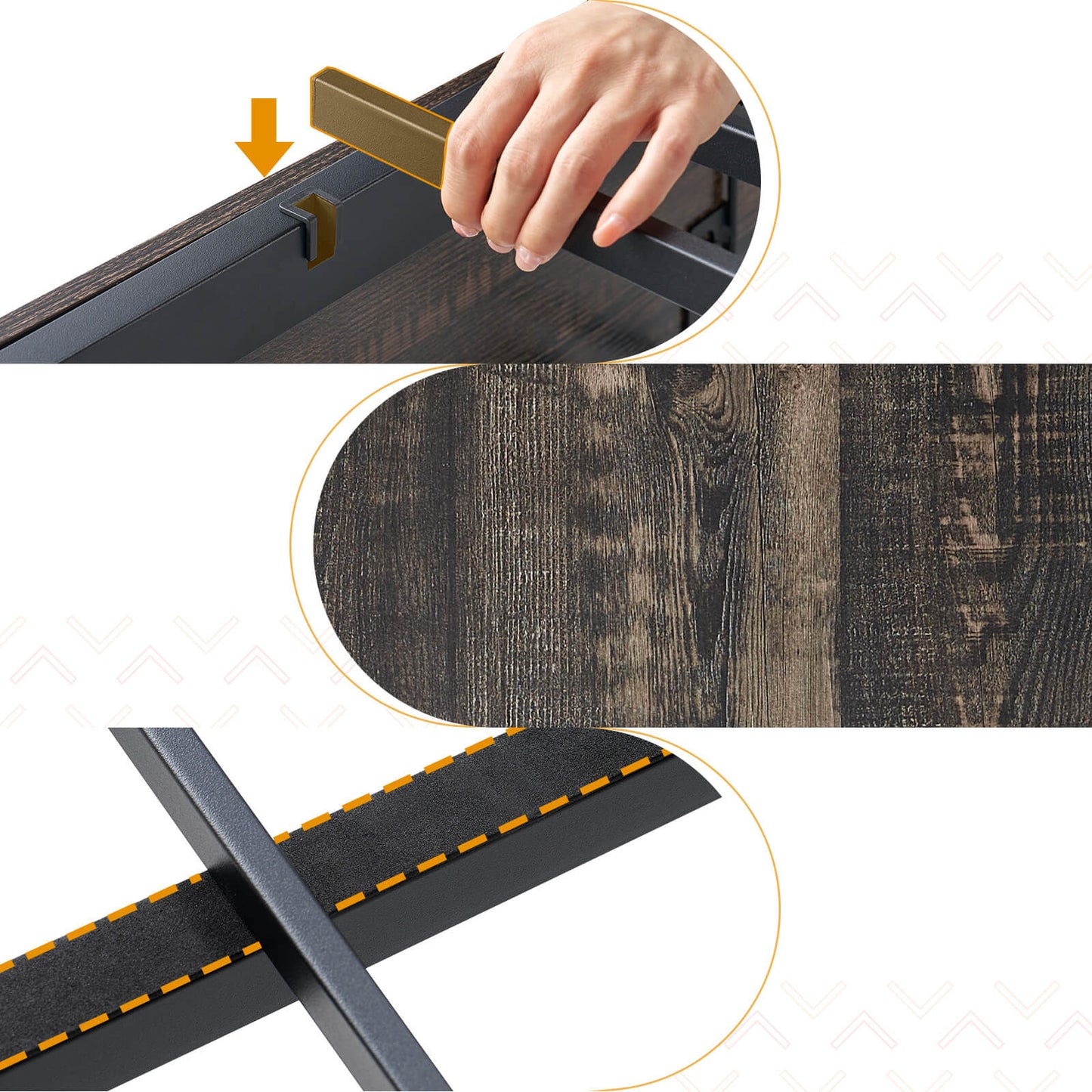 Bandera Bed Frame with 4 Drawers - Rustic Black