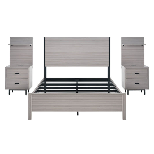 Evelyn Queen Bed Frame-Light Grey