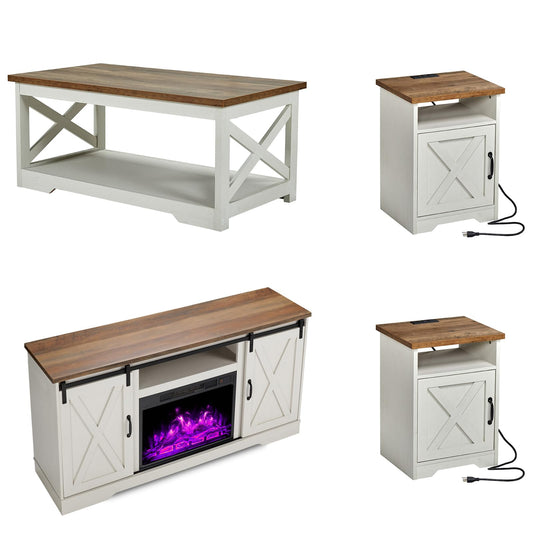 Renner 5-Piece Living Room Table Set White