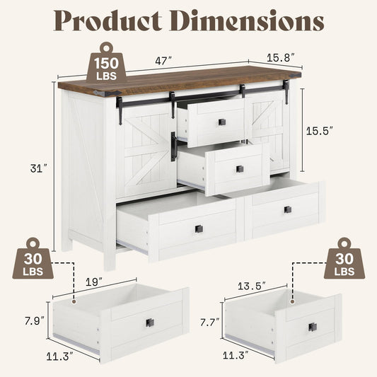 Marlowe Farmhouse Dresser Set Amerlife Distressed White