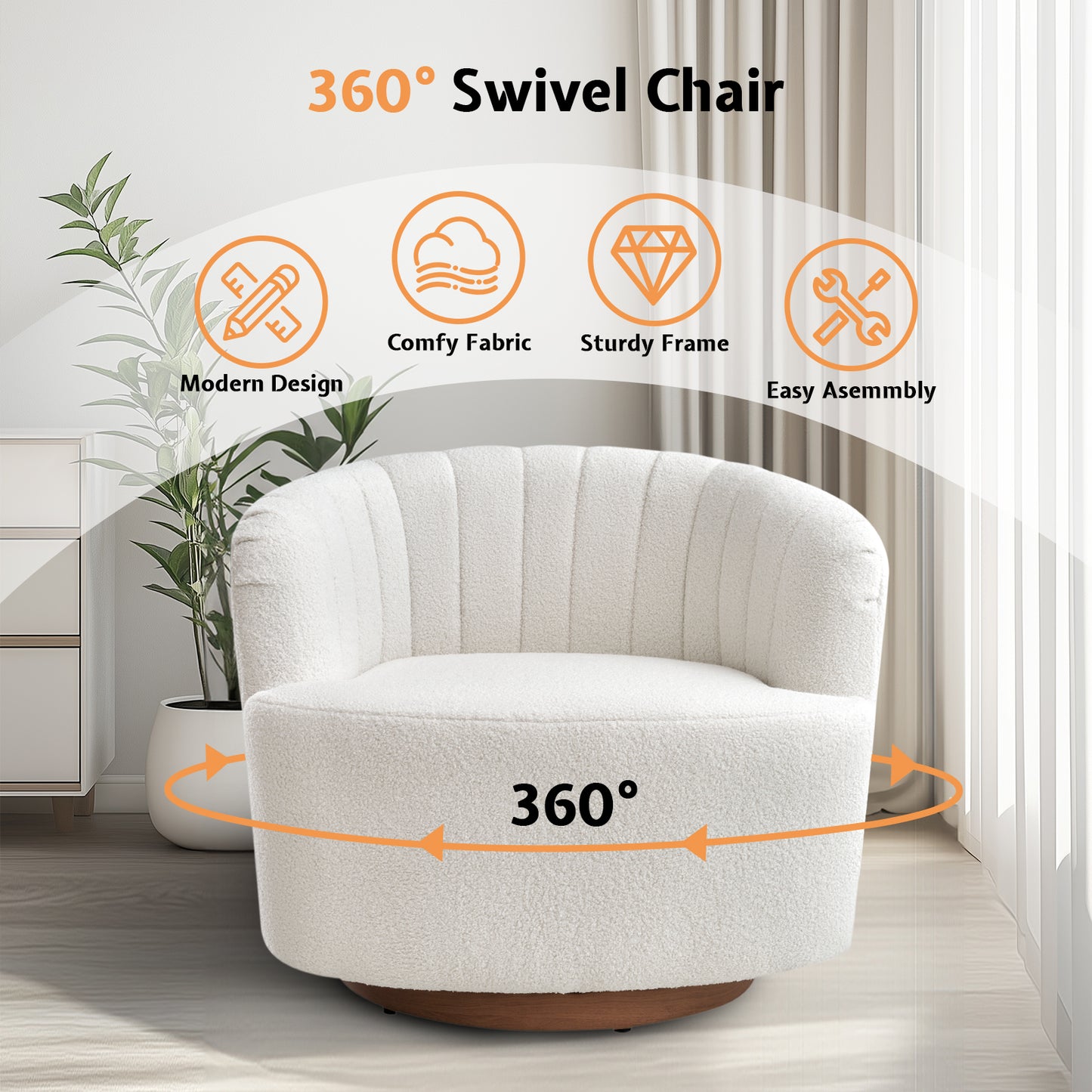 Isla 360° Swivel Barrel Chair - White
