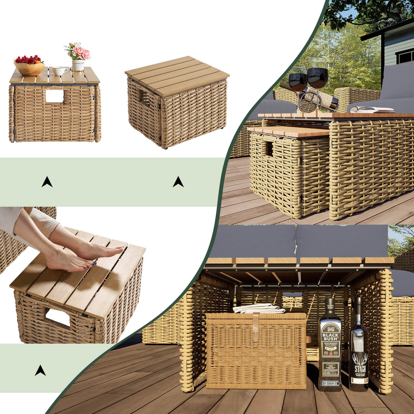 Cypress Outdoor Patio Sectional Set - 4 Seats