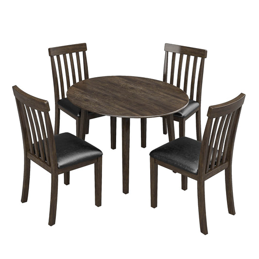 Foldem 5-Piece Solid Wood Dining Table Set