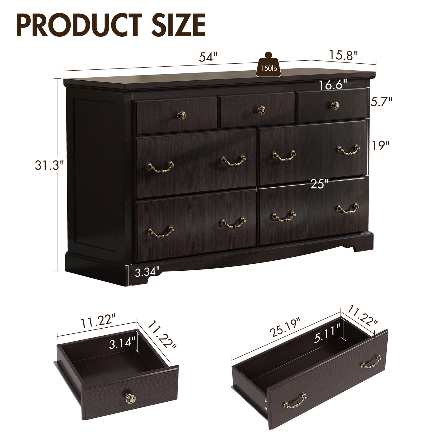 Erebus 7-Drawers Dresser - Espresso
