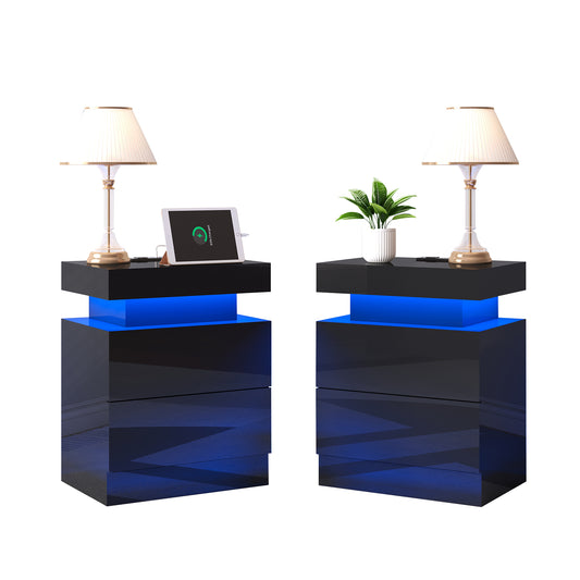 Dimmesdale Nightstands LED High Gloss - Black