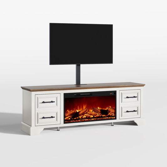 70" Adjustable Fireplace TV Stand - White