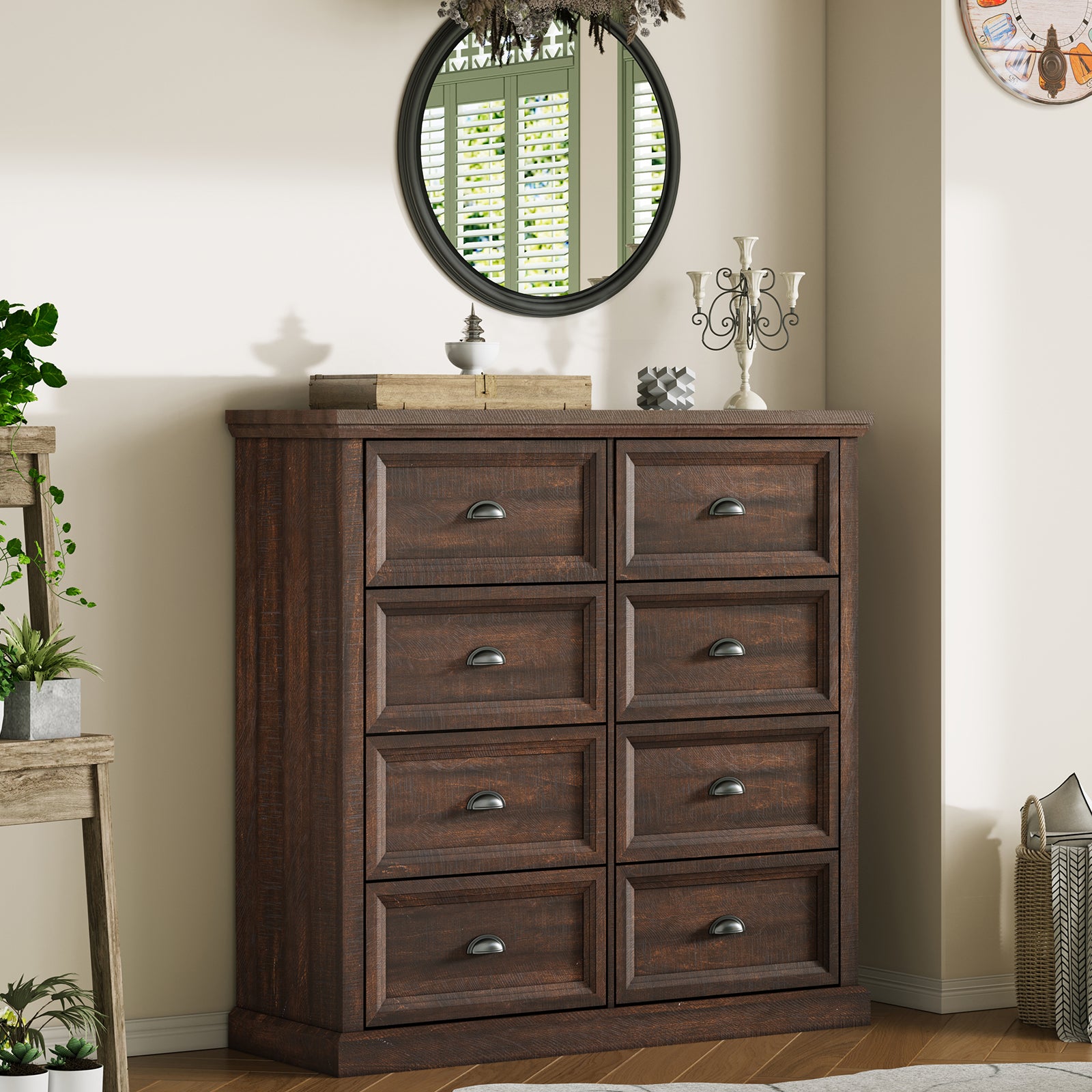 Dresser for Bedroom, Farmhouse 8 Drawer Dresser, Dressers & Chests of Drawers, Living Room Organizer with Storage Drawers Amerlife Dresser for Bedroom, Farmhouse 8 Drawer Dresser, Dressers & Chests of Drawers, Living Room Organizer with Storage Drawers Amerlife