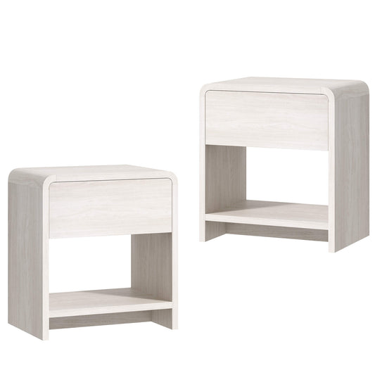 Orbia Nightstand Set with Drawer - White