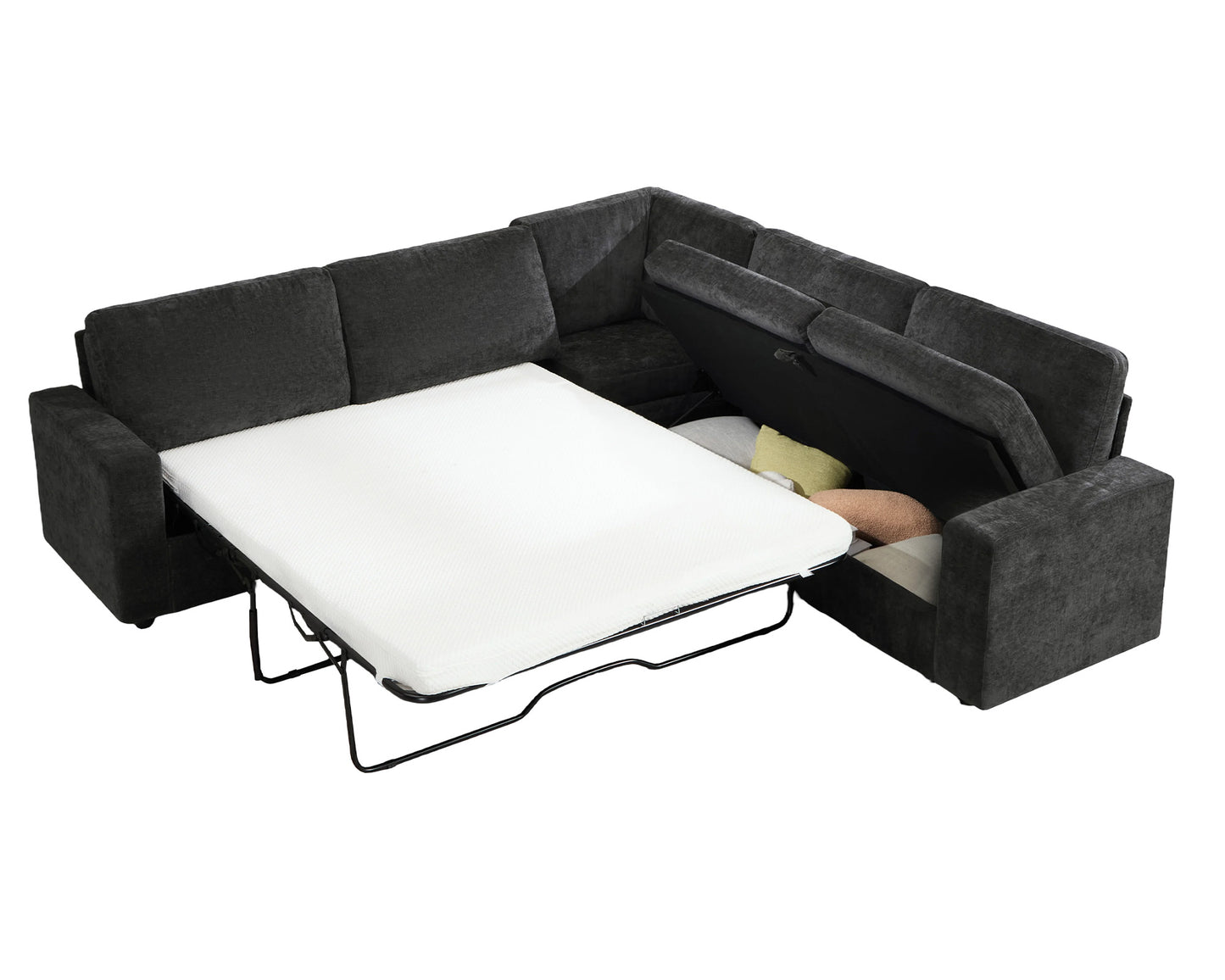 Luxe Convertible Sleeper Sectional Gray