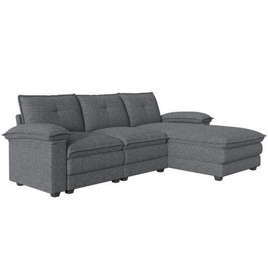 Earl Oversized Chenille Sectional Sofa - Grey