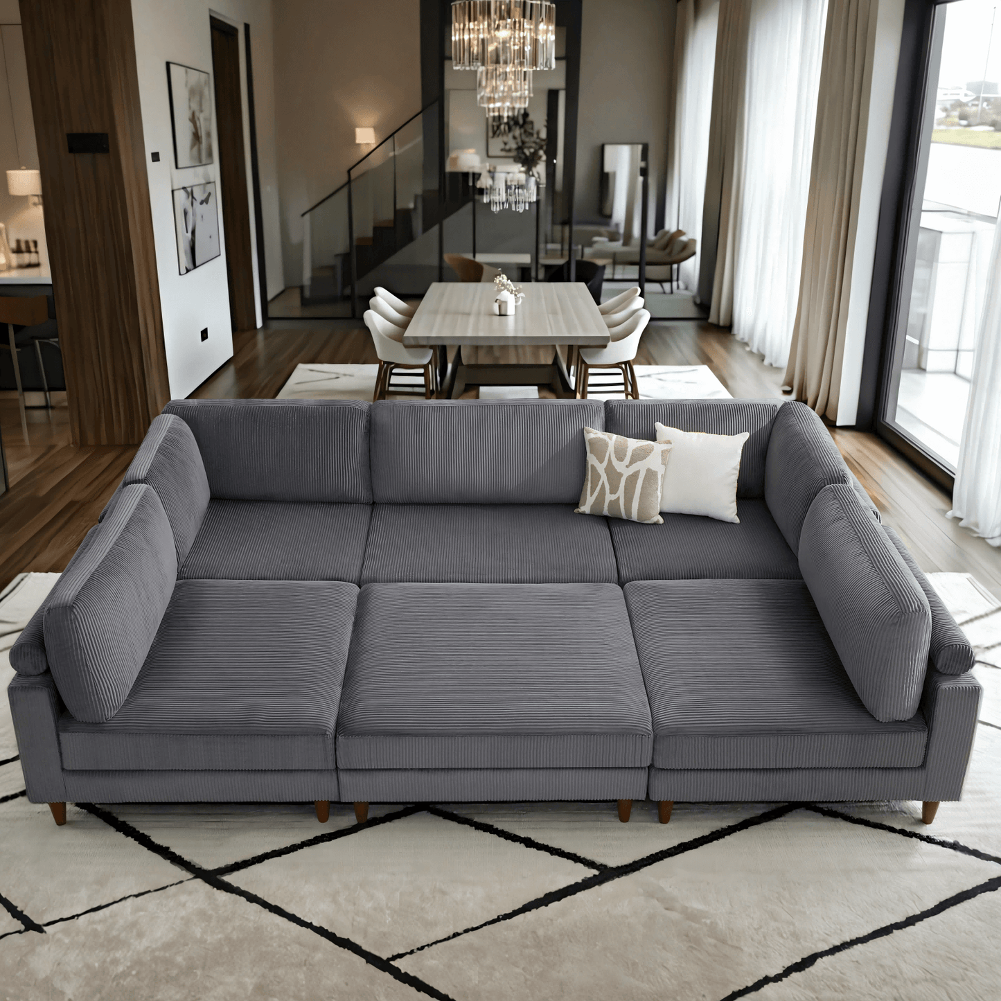 Haven 133" Corduroy Sectional Sofa