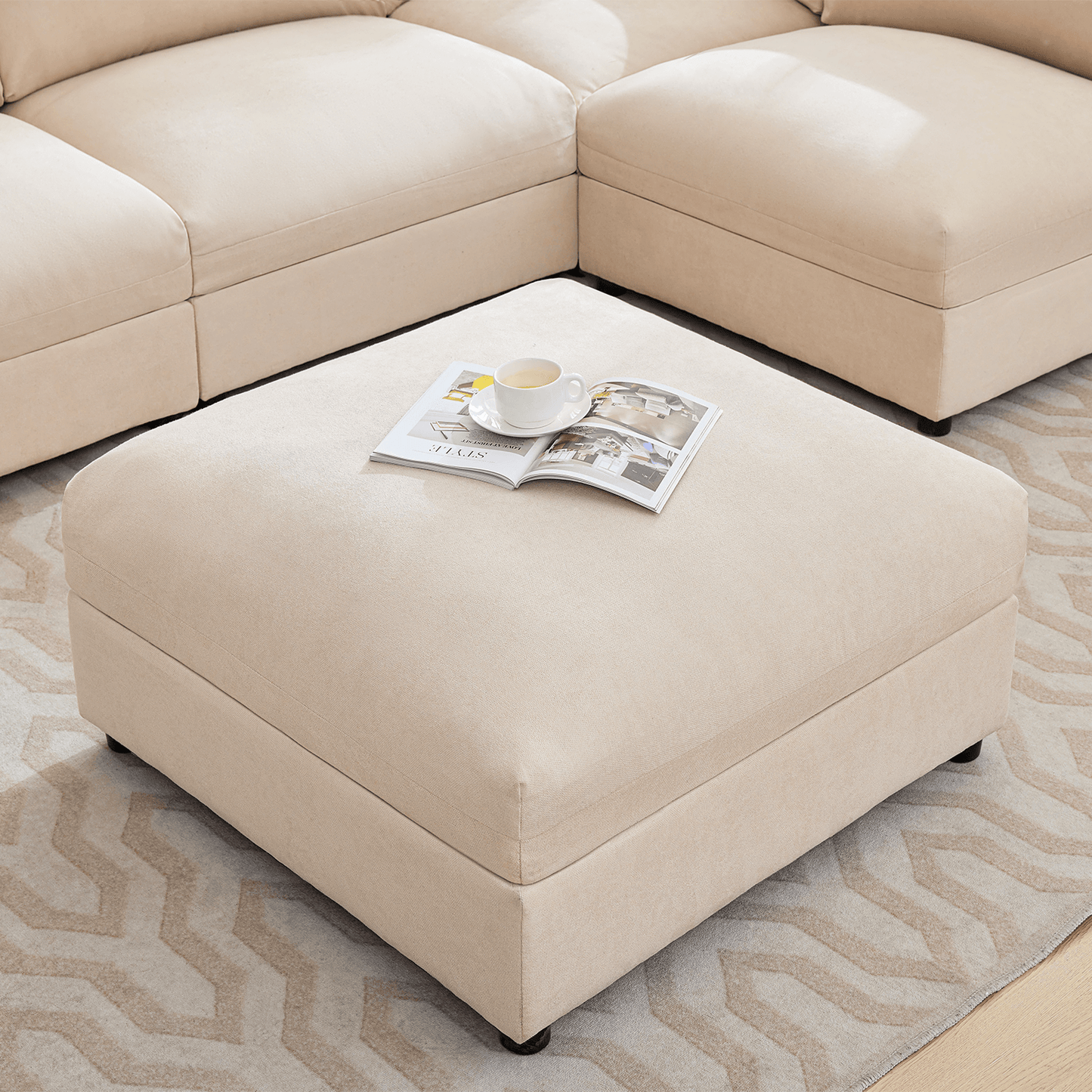 Opal 148" Oversized Sectional Sofa - Linen / Beige