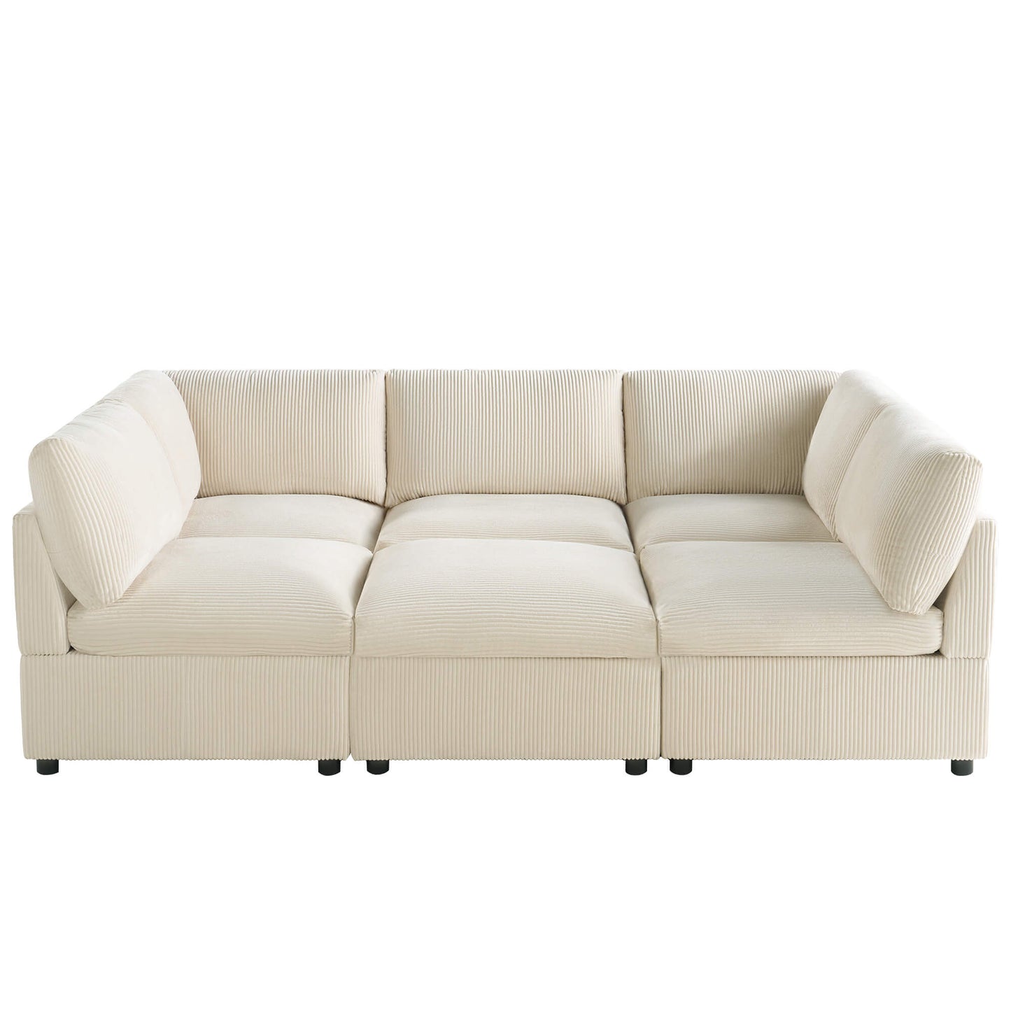 Cloudell 97" Corduroy Sectional Sofa -?Corduroy / Beige