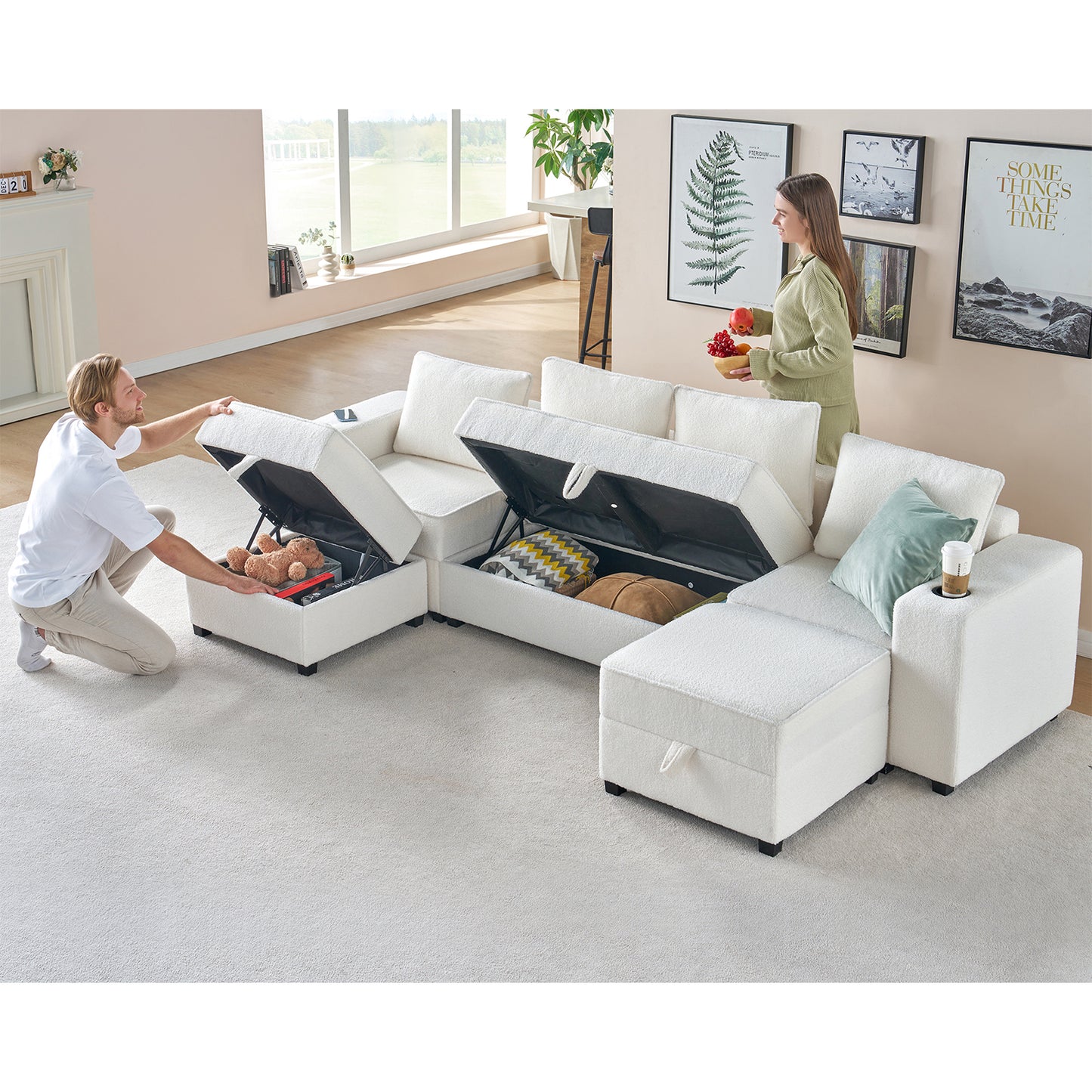 2+1+1 & Ottoman / Bouclé White