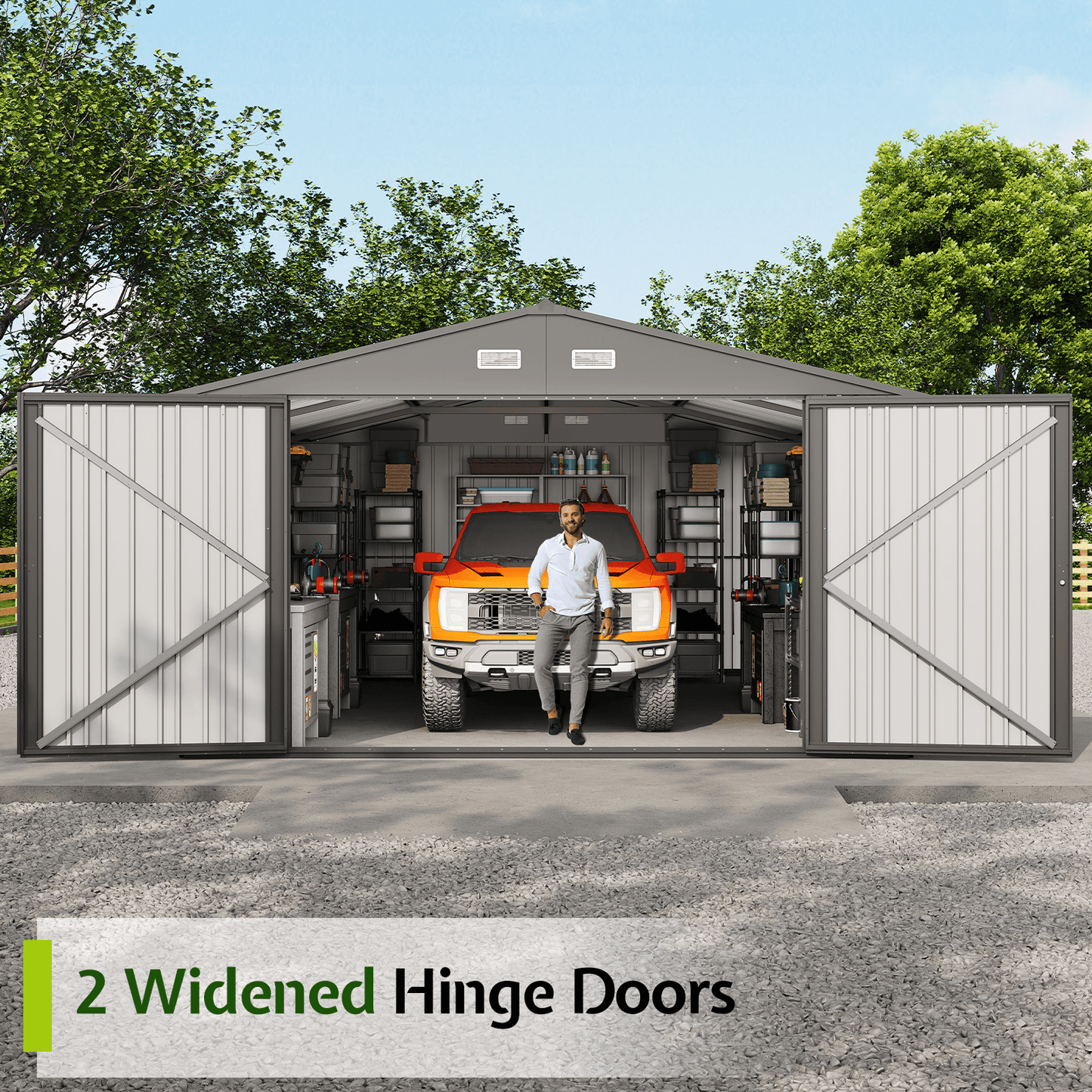 Ironclad Double Doors Storage Shed - 13.2x20.7x8 FT