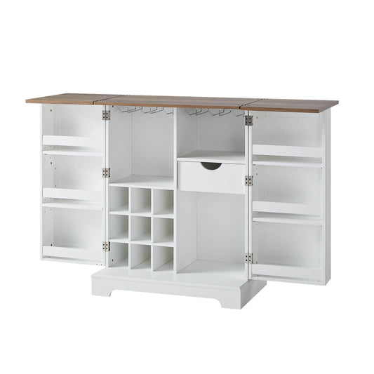 Haven 61" Foldable Wine Cabinet - White & Barnwood