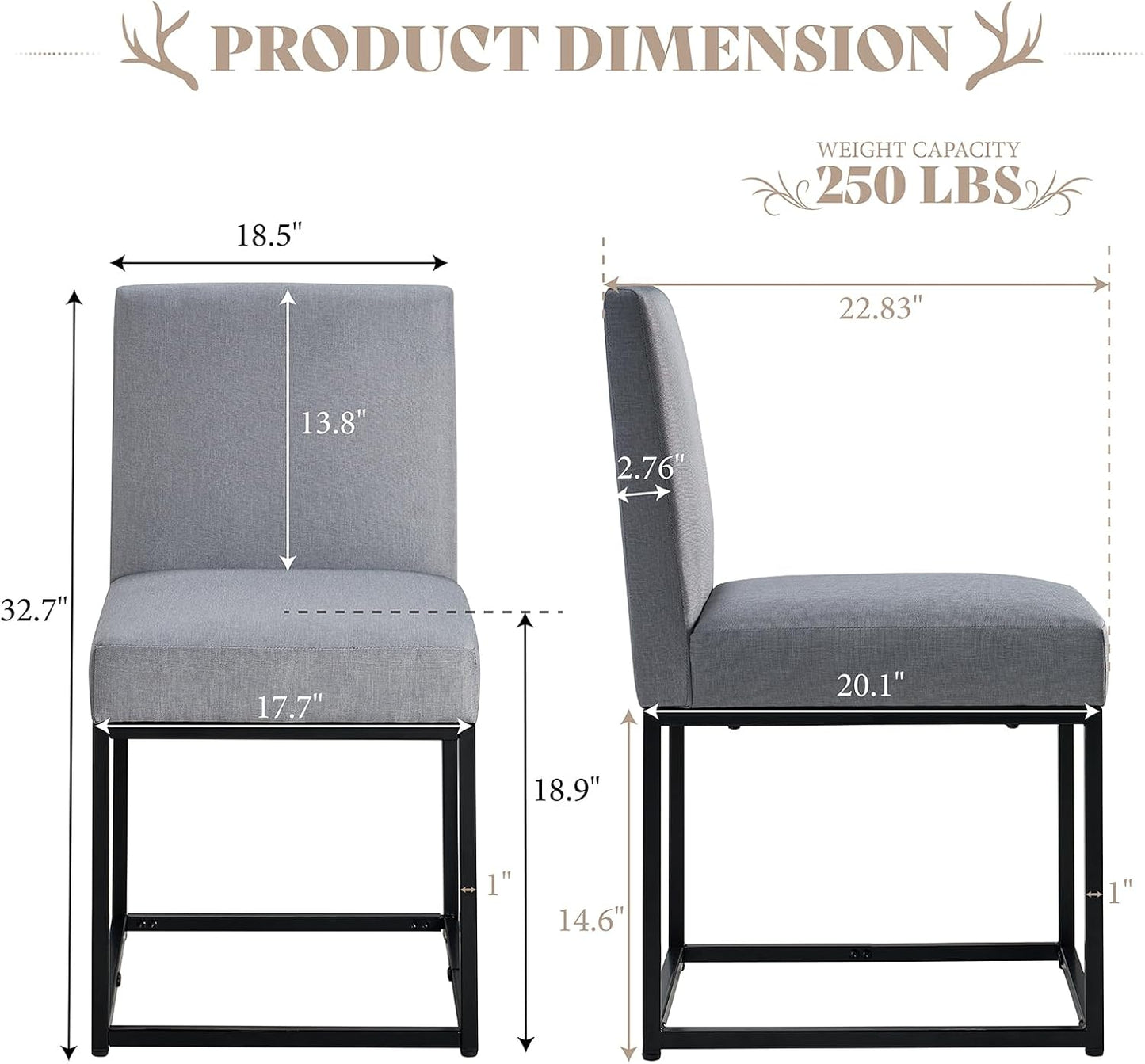 6-Piece Linen Dining Chairs Set - Grey