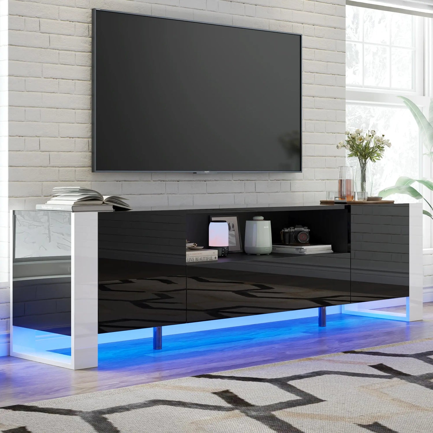 TV Stand with LED Lights Amerlife