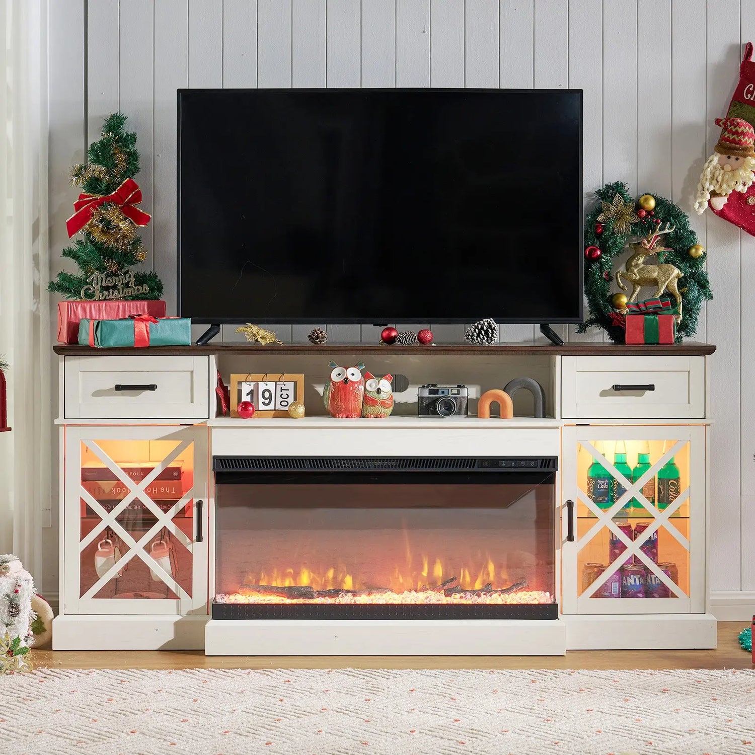 70-Inch Fireplace TV Stand Amerlife