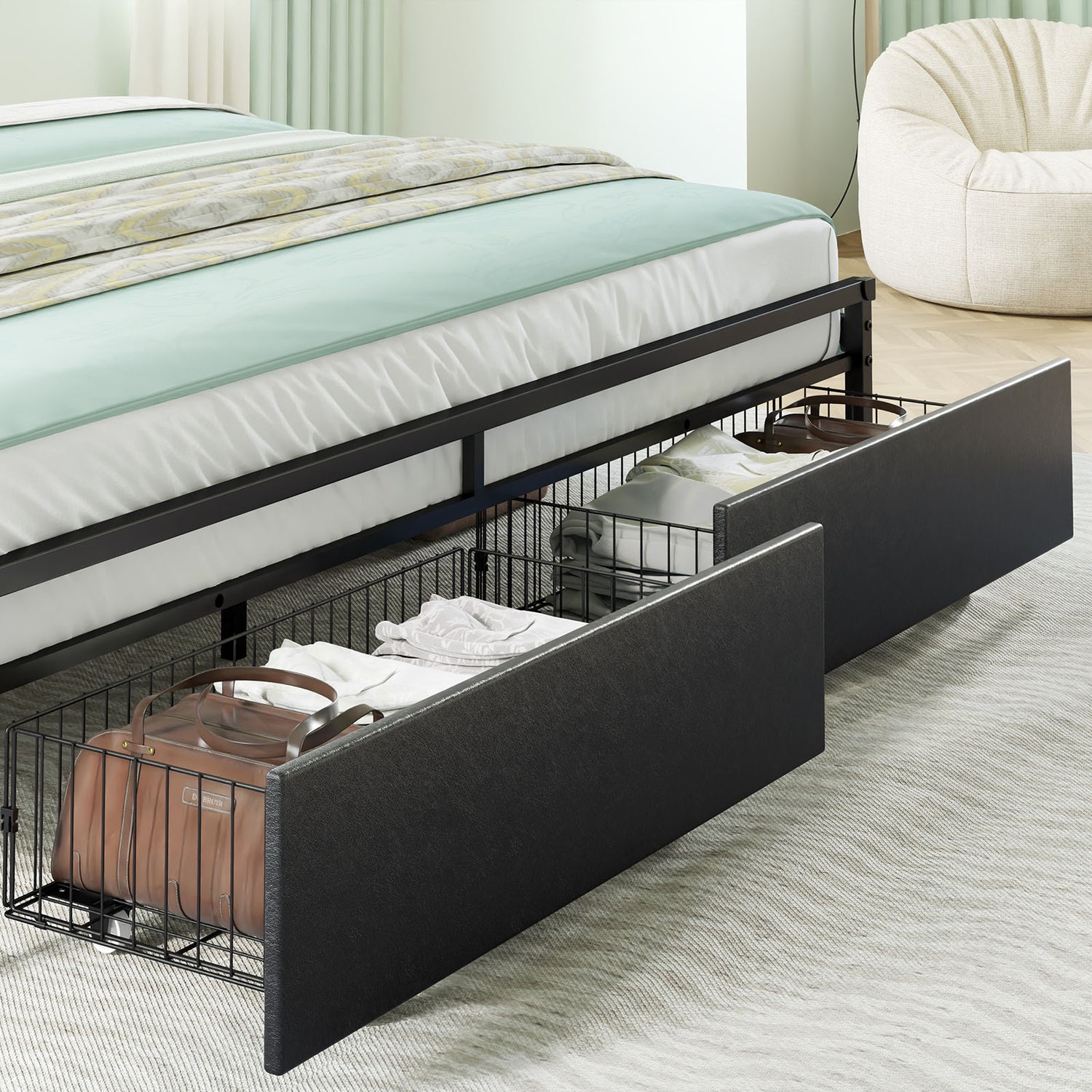 Amerlife Bed Frame with Drawers 