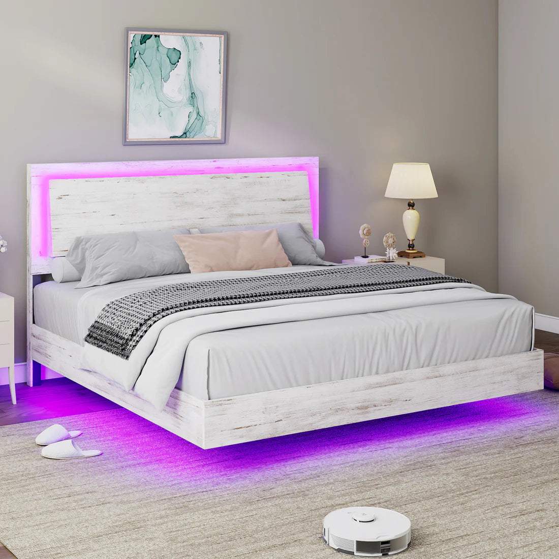 Floating Bed with LED Lights Amerlife