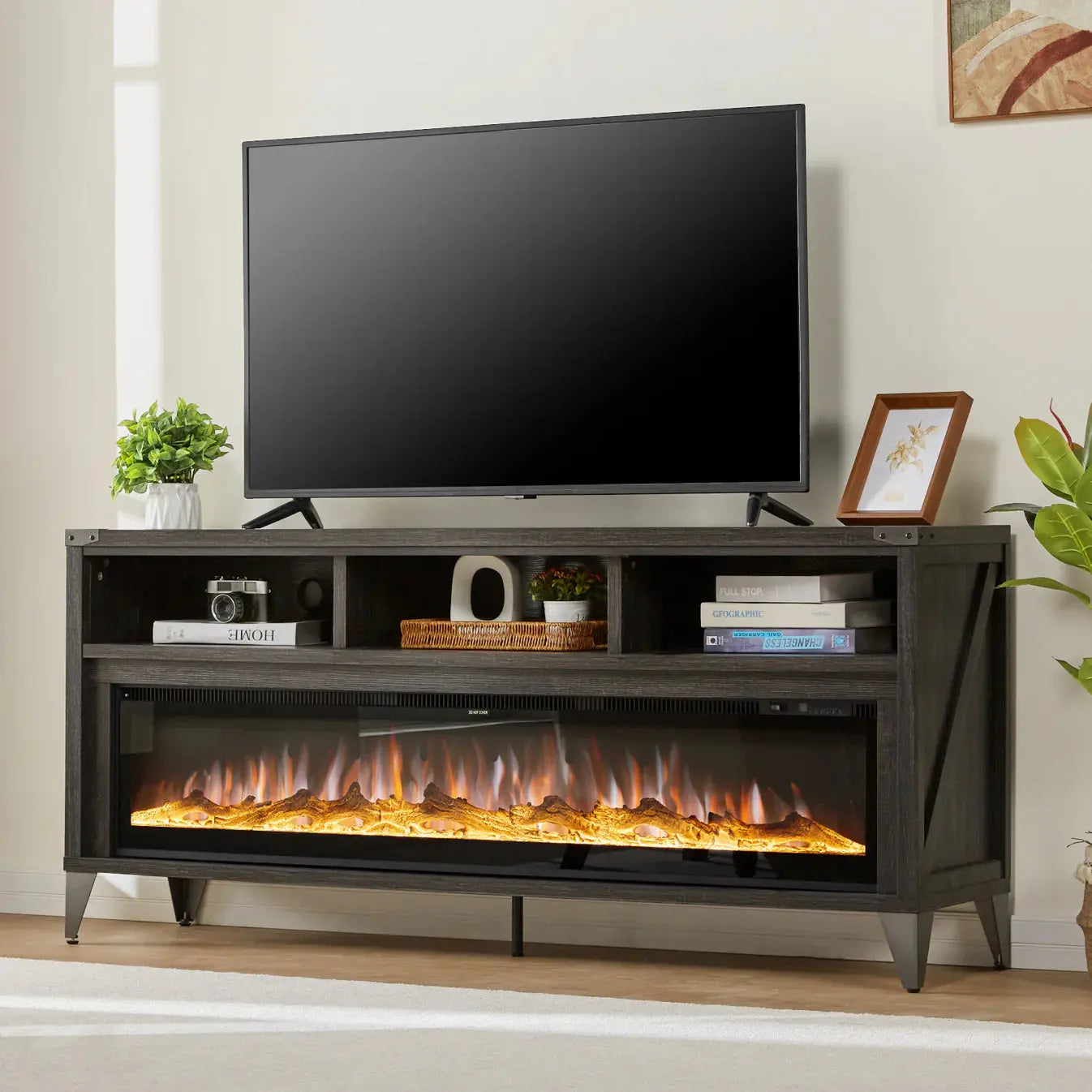 electric fireplace tv stand amerlife