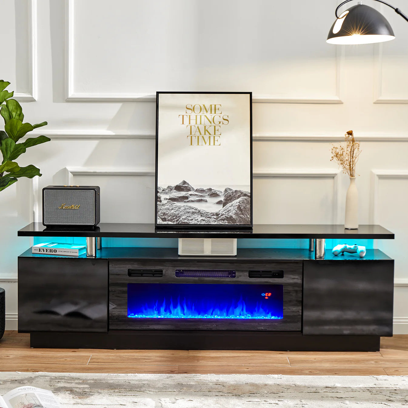 Fireplace TV Stand with LED Lighting amerlife