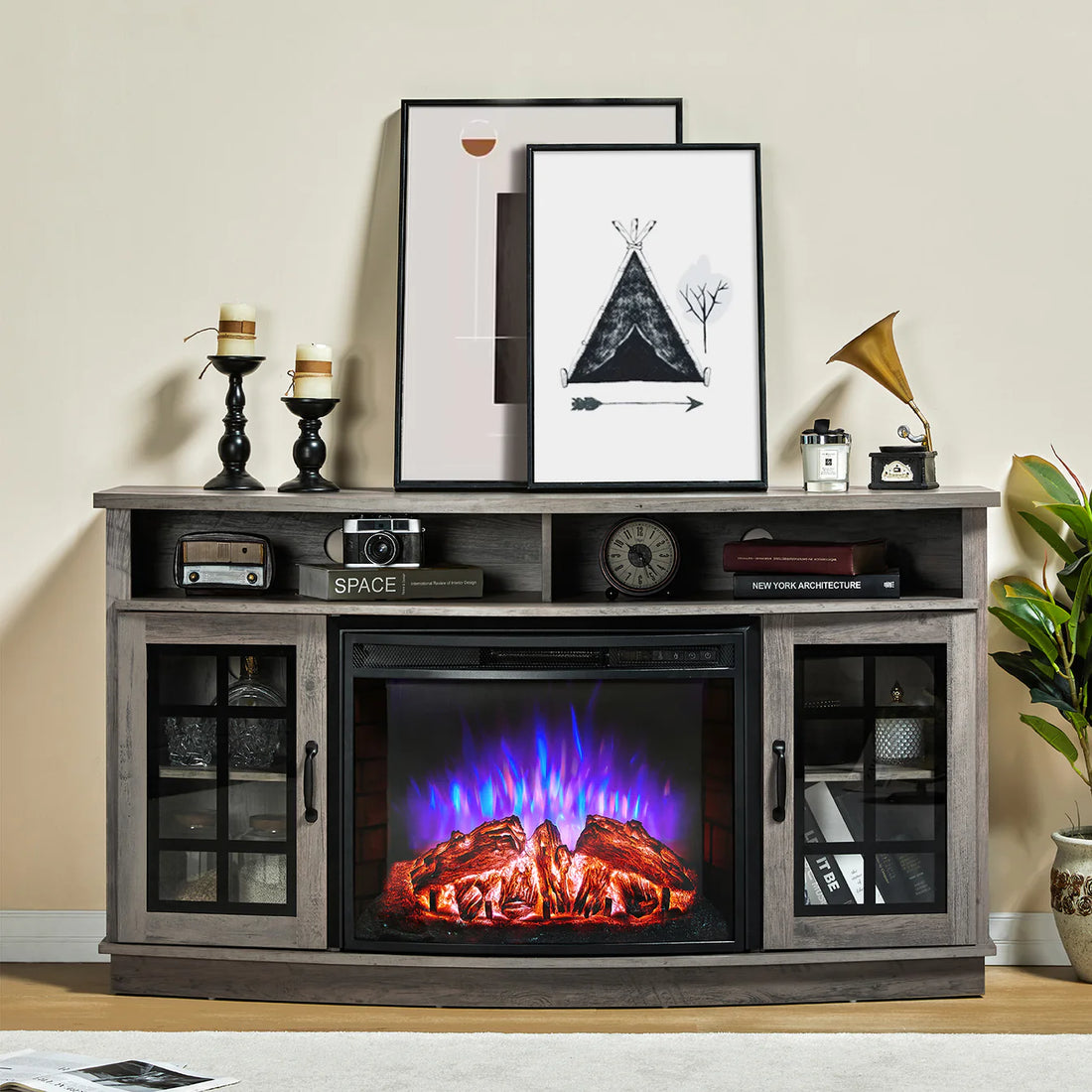 electric Fireplace TV Stand Amerlife