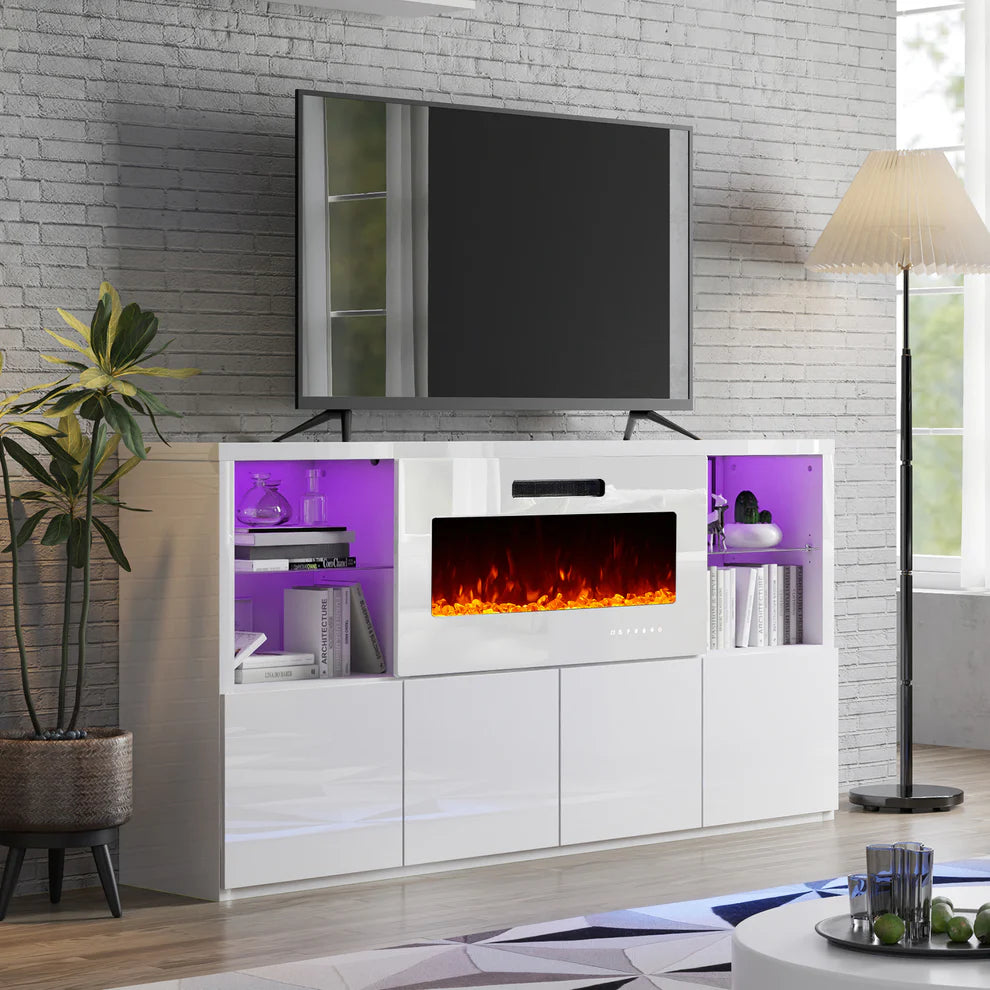 Amerlife White Fireplace TV Stands