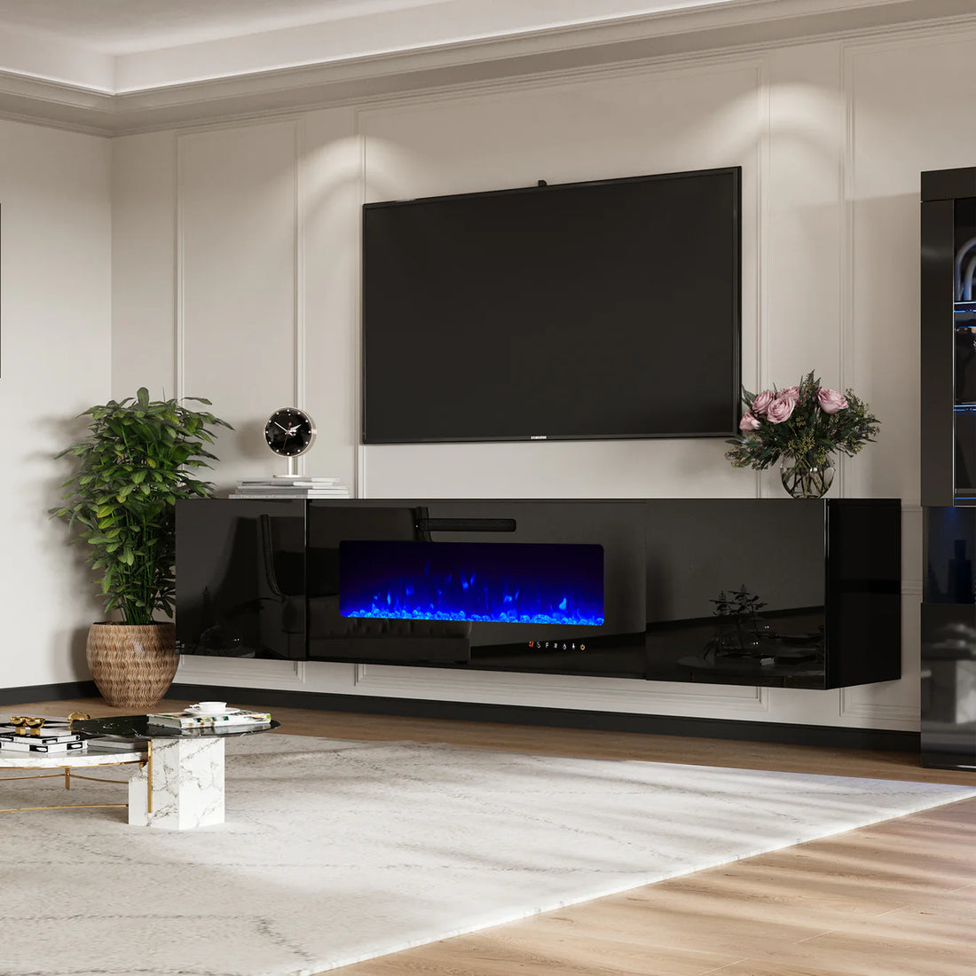 Wall-Mounted floating Electric Fireplace TV Stand Amerlife