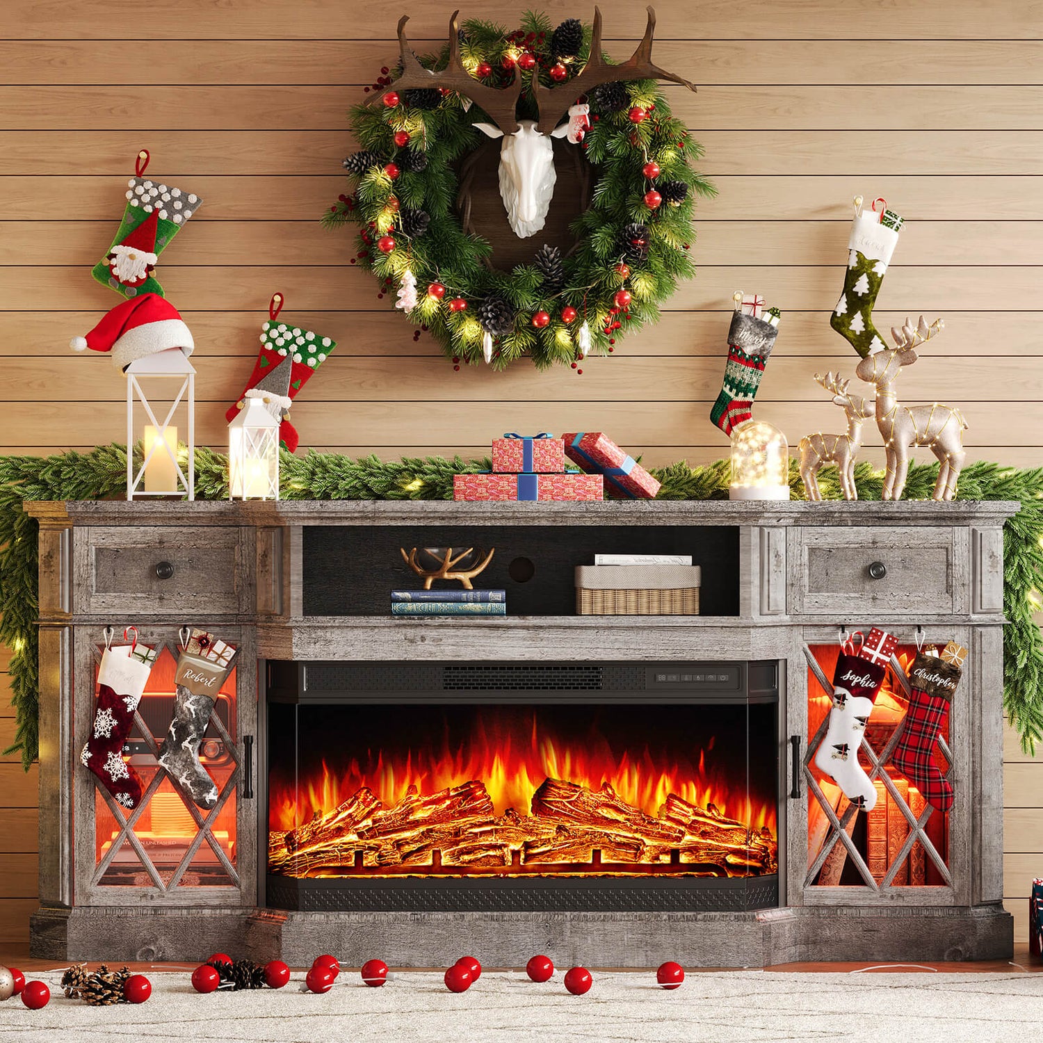 Crystal Fireplace TV Stand Amerlife