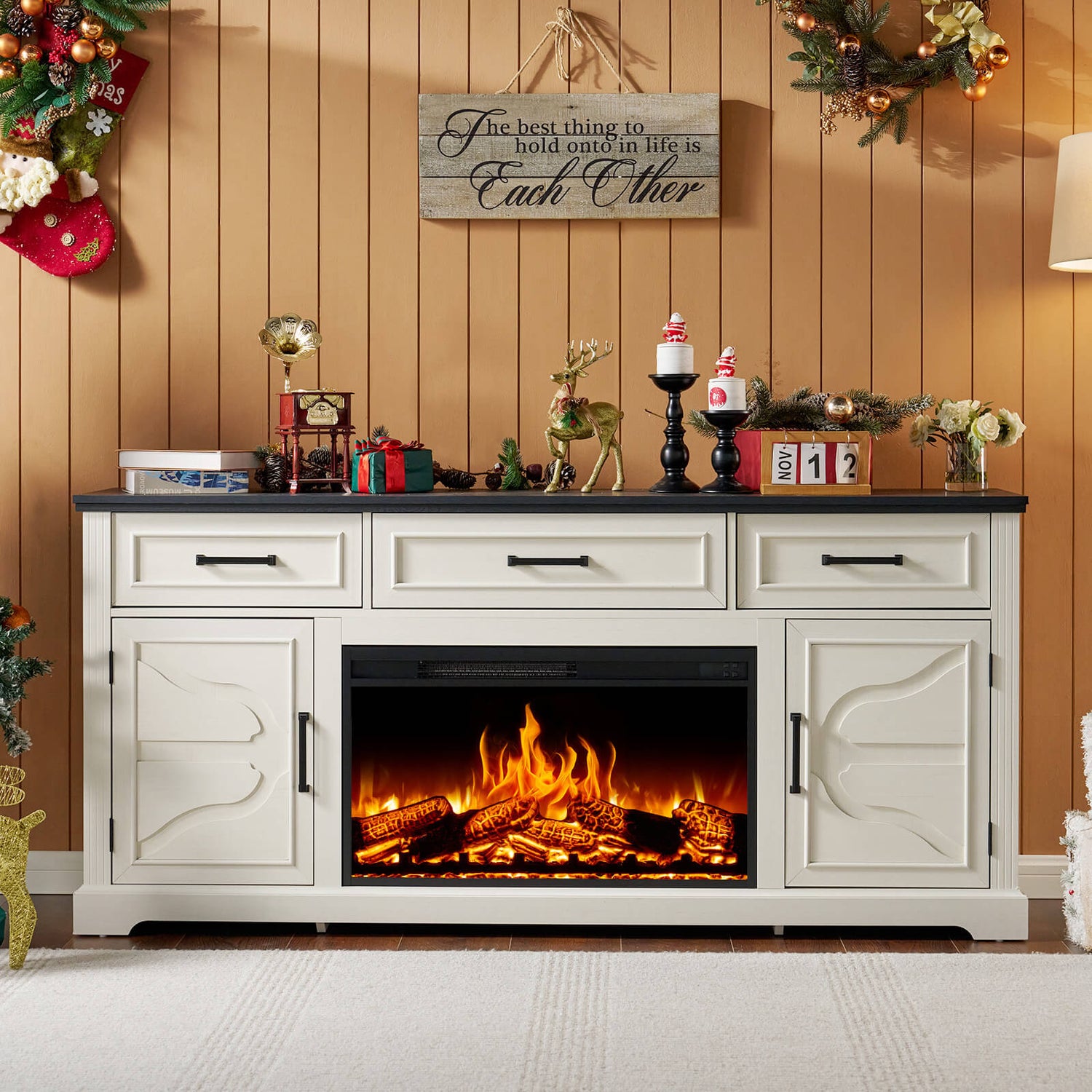 White Entertainment Centers with Fireplaces Amerlife