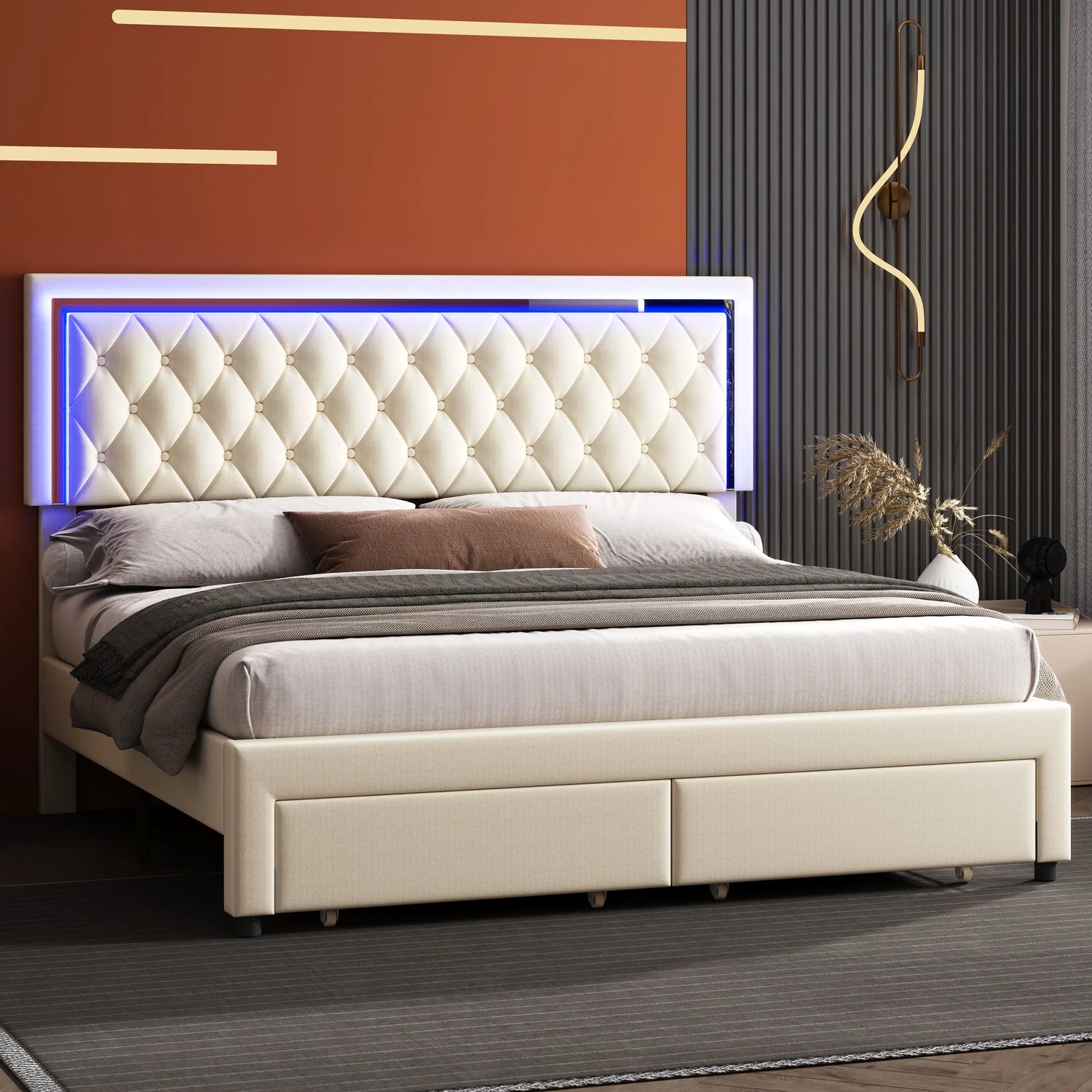 Diamond Bed Frame with Headboard Amerlife