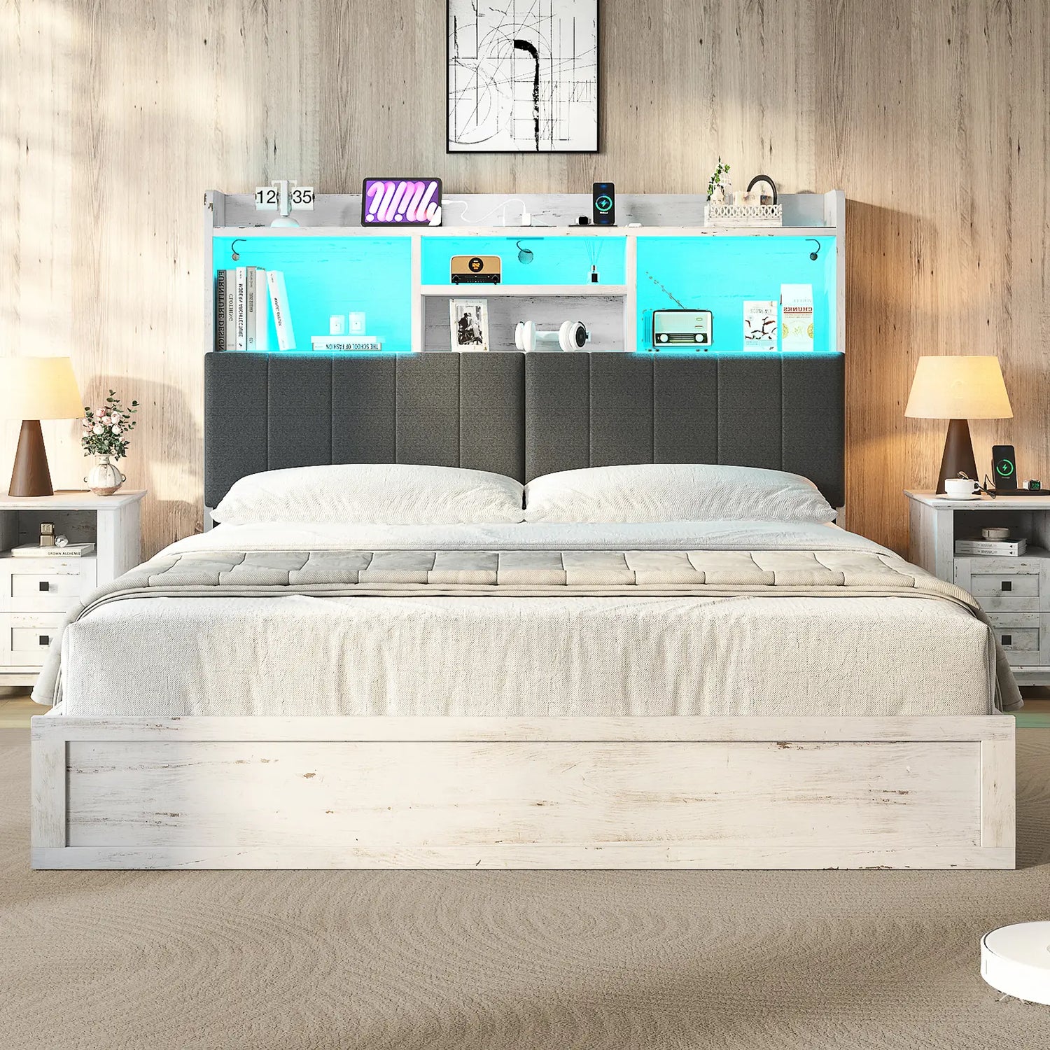 Queen Bed Frames with Drawers Amerlife