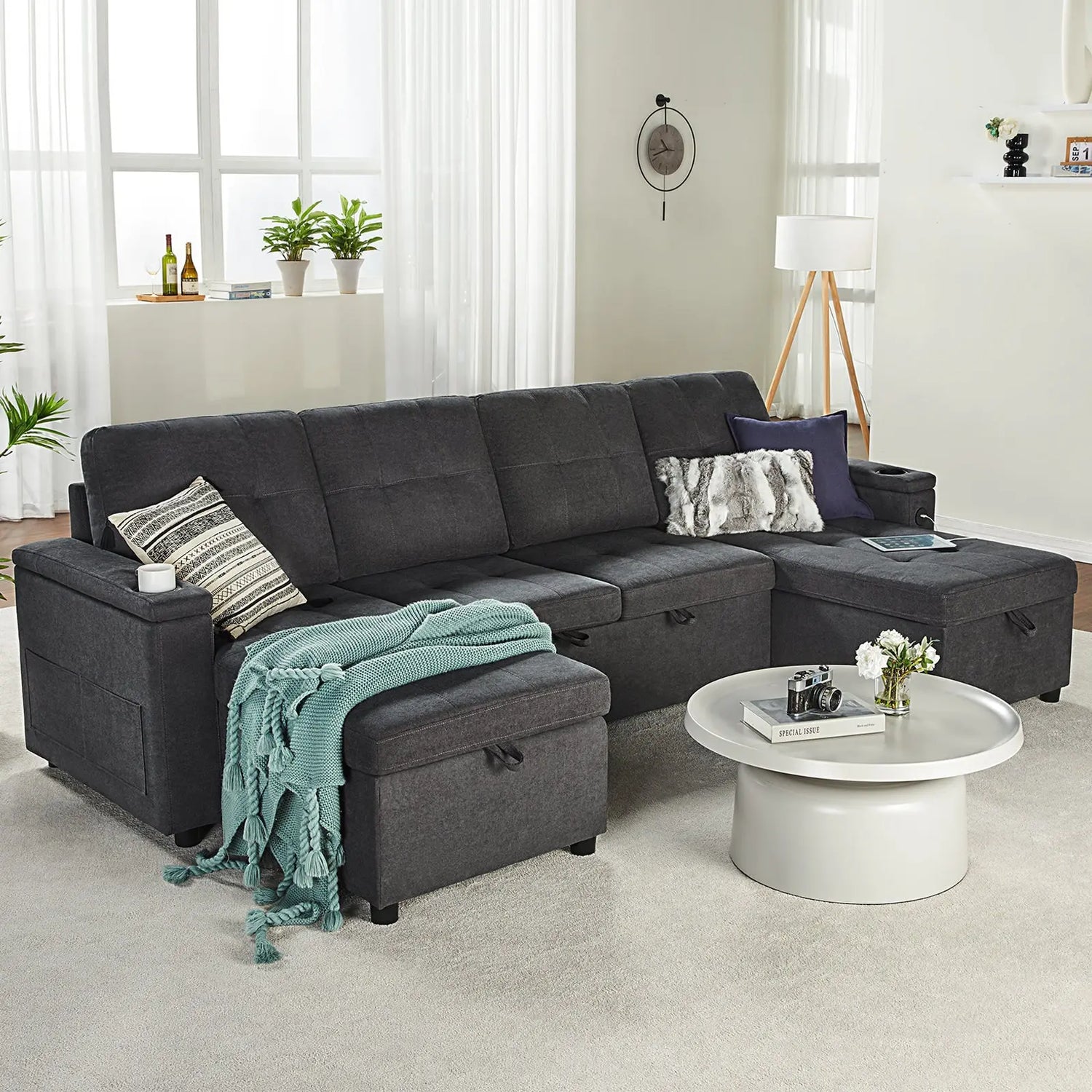 L-Shaped Sofa Bed Amerlife