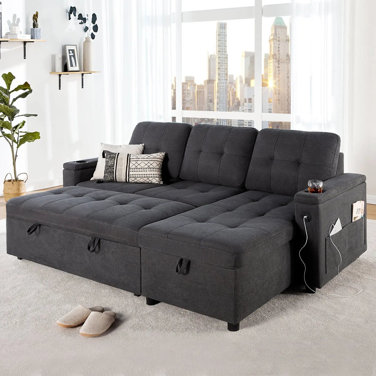 Convertible Sectional Sofa Amerlife